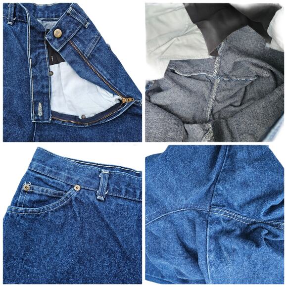 VTG SIDE Zip Jeans Chic Size 16 Dark Stone Wash Denim Vintage 90s High Rise - Picture 6 of 11